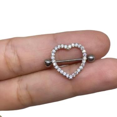 Imagem de Piercing para Mamilo Coração Cravejado - RaraSteel