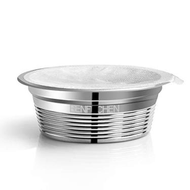 Imagem de benfuchen Cápsulas de café reutilizáveis de aço idável compatíveis com filtro de xícara de café LAVAZZA A MODO MIO com 60 unidades de folha de alumínio