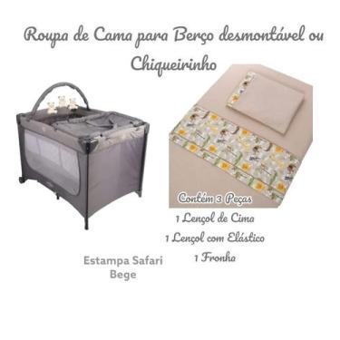 Imagem de Kit Roupa de Cama para Berço Desmontável Portátil Chiqueirinho 3 Peças