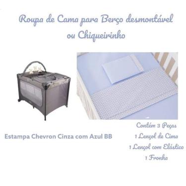 Imagem de Kit Roupa de Cama para Berço Desmontável Portátil Chiqueirinho 3 Peças