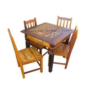Imagem de Jogo De Mesa Márcia Em Madeira De Demolição - Cód 776 - Barrocarte