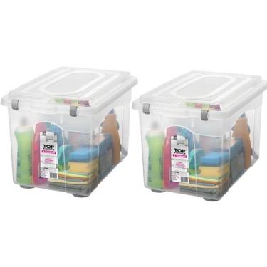 Imagem de Kit 2 Organizador de Escritório 56,1L Transparente C/ Tampa - Sanremo