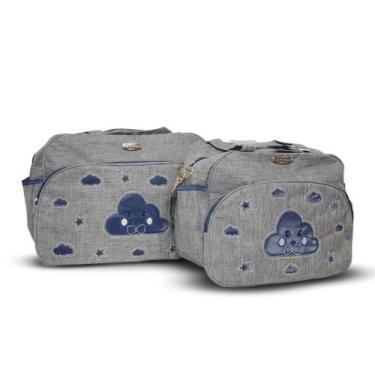 Imagem de Kit Sacola Maternidade Infantil Com Frasqueira Mave Baby, Cinza Azul M