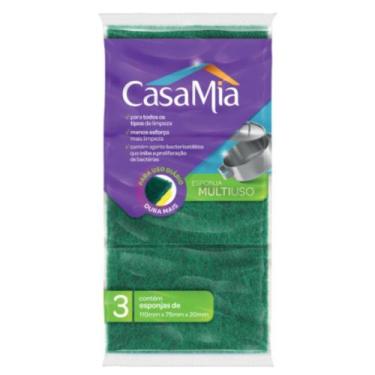Imagem de Kit Com 3 Esponjas De Limpeza Multiuso Uso Diário - Casamia, Verde