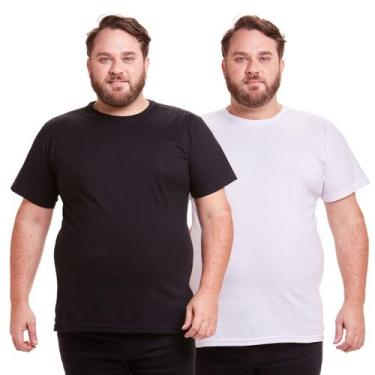 Imagem de Kit 2 Camisa Masculina Básica Plus Size - Daze Modas, Branco e preto, 