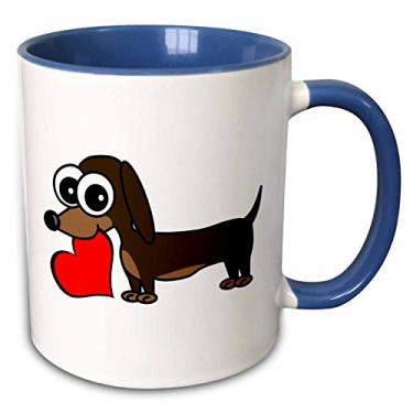 Imagem de 3dRose Caneca azul de dois tons Dachshund Has My Heart, 325 ml, multicolorida
