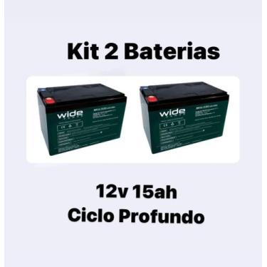 Imagem de Kit 02 baterias 12v 15ah ciclo profundo bicicleta elétrica,scooter elé