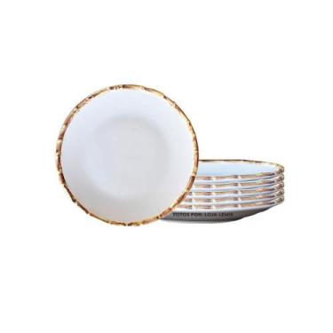 Imagem de Jogo 6 Pratos Sobremesa 20cm Bambu Cerâmica Scalla 1ª Linha