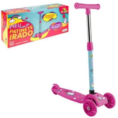 Imagem de Patinete Infantil 3 Rodas C/ Luz Regula Altura Irado Criança - Art Bri