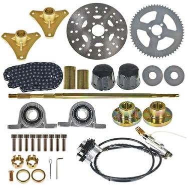 Imagem de 29" Go Kart Rear Axle Kit with Brake Assembly Chain Sprocket T8F 58T Replacement for DIY Go Kart ATV Quad Buggy Drift Trike 29 inch/740mm