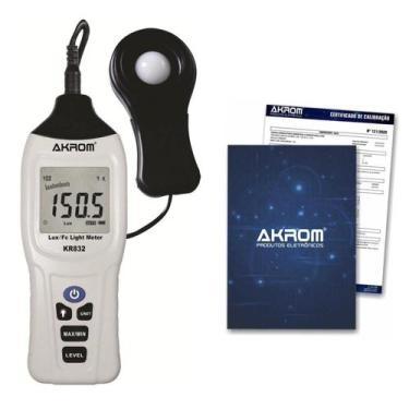 Imagem de Luxímetro Digital com Sensor Externo e Certificado de Calibração - KR8