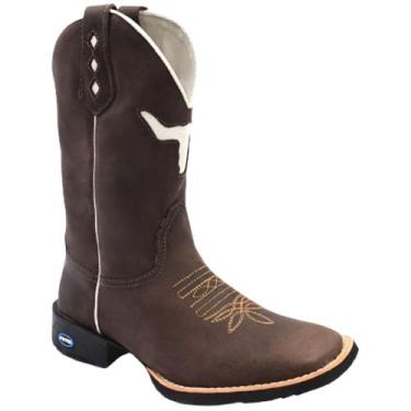 Imagem de Bota Botina Texana Country Bordada Cara de Boi Masculina em Couro - Ca