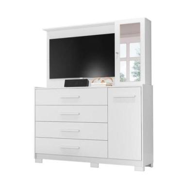Imagem de Cômoda Ilhabela com Painel para TV 4 Gavetas 2 Portas e Espelho Albatr