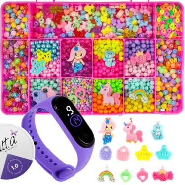 Imagem de Kit Miçangas Infantil Coloridas P/ Montar Pulseiras 4000 Pçs - Anita R