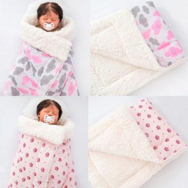 Imagem de Kit de 2 Mantas Cobertor Bebê e Infantil para Menina com Sherpa - Pand