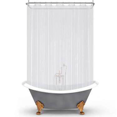 Imagem de Cortina para box de chuveiro ou banheira Mrs Awesome, com 12 ímãs, 36 ganchos, de PEVA impermeável, 457 x 152 cm, transparente