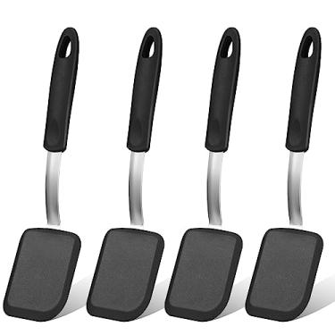 Imagem de Gejoy 4 espátulas de silicone para biscoitos, mini espátulas de brownie, flexíveis de silicone, antiaderentes, resistentes ao calor, sem arranhões, flipper, utensílios de cozimento para panqueca de