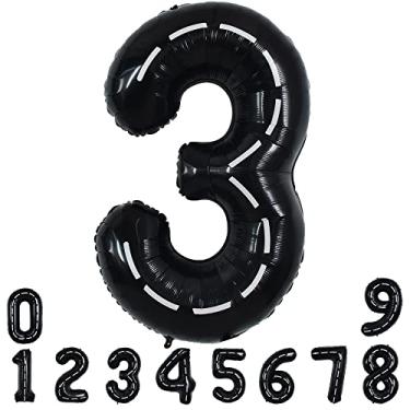 Imagem de Race Car Black Balloons Car Birthday Party Supplies , 40 Inch Giant Jumbo Helium Foil Mylar Big Number 3 Digital Three Balloons for Boys Monster Truck Jam Car Theme Party Decorations