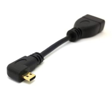 Imagem de NFHK Cabo adaptador micro HDMI macho para HDMI fêmea 90 graus ângulo esquerdo 4K 10 cm