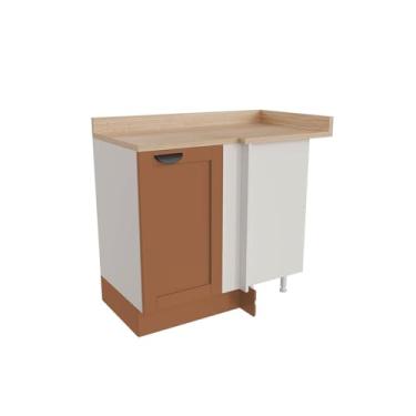 Imagem de Balcão de Canto Reto com Tampo Arizona Cabecasa Madeiramadeira Branco/Terracota