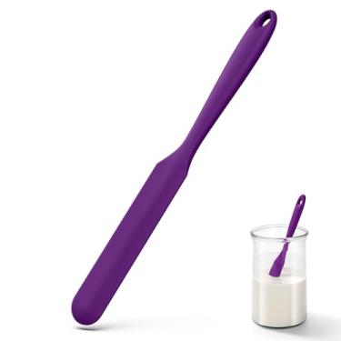 Imagem de U-Taste Espátula de frasco de silicone skinny: 600ºF resistente ao calor de grau alimentício 25,4 cm vareta de agitação de massa fermentada estreita, espalhador de manteiga de amendoim flexível sem