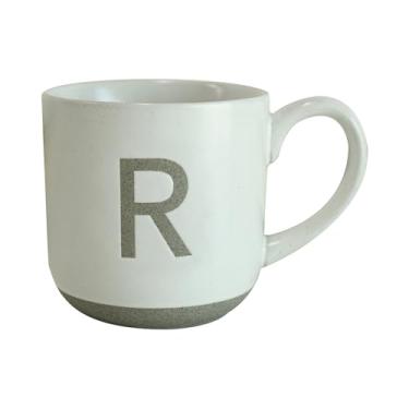 Imagem de COLLECTIVE HOME - Caneca de cerâmica, design de letra maiúscula, textura de arenito fosco, minimalista e elegante, 425 g, perfeita para presentes personalizados (R)
