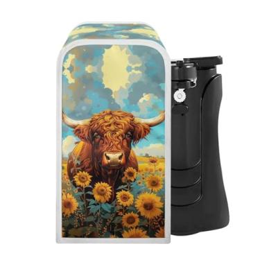 Imagem de ZUXONGSY Capa de abridor de lata de vaca Highland Capas de abridor de lata elétrico para gado vida selvagem, decoração de casa, abridor de lata de girassol, capas de poeira para eletrodomésticos de