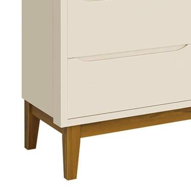 Imagem de Cômoda Infantil Classic 6 Gavetas Areia Fosco Com Pés Amadeirado - Reller Móveis Areia Fosco