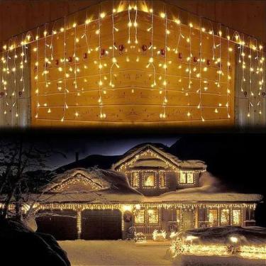 Imagem de Luz de Natal Cascata 300 Lâmpadas Led Warm 8f Fio Branco Bivolt 6m - G