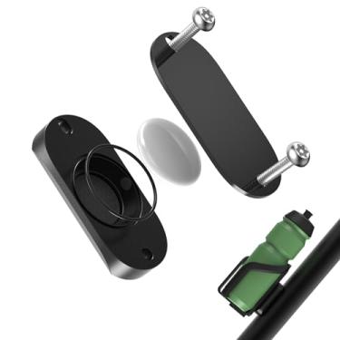 Imagem de SUPMEGA Suporte de bicicleta para AirTag, suporte de liga de alumínio protetor à prova d'água esconde AirTag sob a gaiola de garrafa de bicicleta, suporte antifurto para AirTag, acessório de