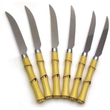 Imagem de Jogo com 6 Facas para Churrasco Bambu Asper 21.5 cm - Mimo Style - ATJ