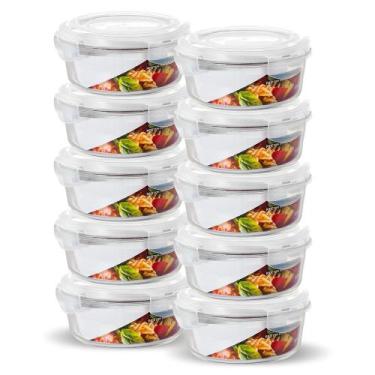 Imagem de Kit 10 Potes Vidro Hermético Trava Redondo 950ml Marmita - U4home