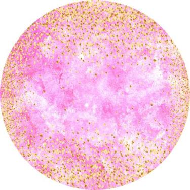 Imagem de Painel de Lona Redondo Rosa Aquarela Manchas Glitter Dourado - Fabrika