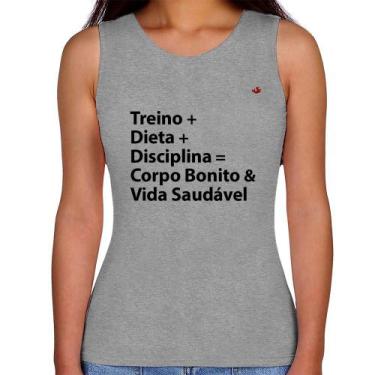 Imagem de Regata Feminina Corpo Bonito e Vida Saudável - Foca na Moda, Cinza, GG