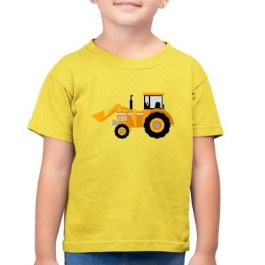 Imagem de Camiseta Algodão Infantil Trator Pá Carregadeira Amarelo - Foca na Mod