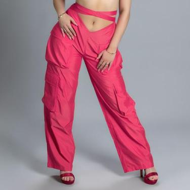 Imagem de Calça Cargo com Bolsos e Fita na Cintura - lush!, Rosa, P