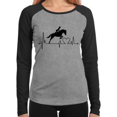 Imagem de Baby Look Raglan Hipismo Batimentos Cardíacos Manga Longa - Foca na Mo