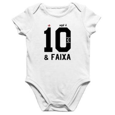 Imagem de Body Bebê Algodão Aqui é 10 e Faixa - Foca na Moda, Branco, G