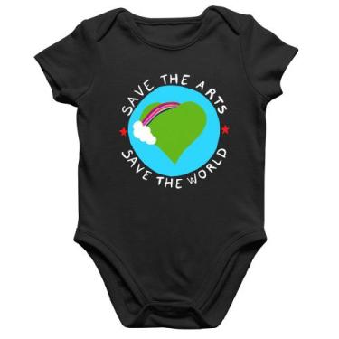 Imagem de Body Bebê Algodão Save The Arts Save The World - Foca na Moda, Preto, 