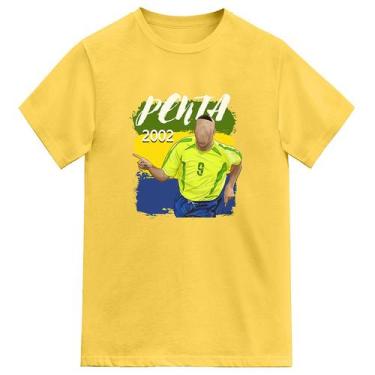Imagem de Camiseta Brasil Penta Fenomenal 2002 - Novomanto, Amarelo, EGG