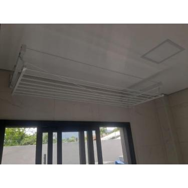 Imagem de Varal de parede tradicional com manivela 7 varetas em alumínio - Varai