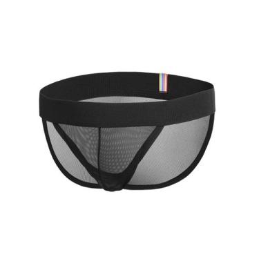 Imagem de Cueca Slip Cavada Transparente - Beebas, Preto, XG