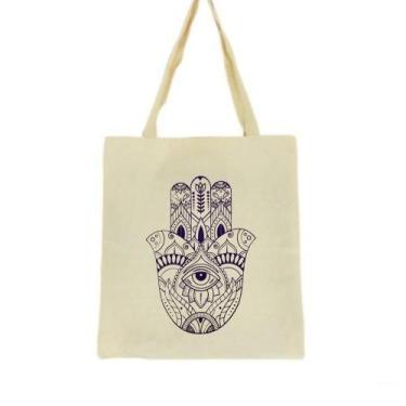 Imagem de Bolsa Ecobag  100% algodão Estampa HAMSÁ (roxo) - CARIOCA MAIS