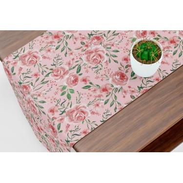 Imagem de Caminho De Mesa Trilho Floral Rosa Aquarela - Fabrika de Festa