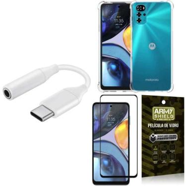 Imagem de Capinha Moto G22 + adaptador Tipo C para Fone P2 + Película 3D - Armys