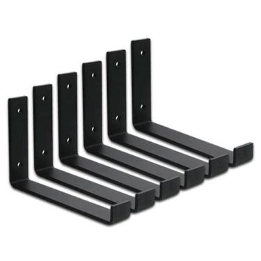 Imagem de Kit 6 Pç De Suporte Ferro Tipo Mão Francesa Invertida 20cm - Oli Store