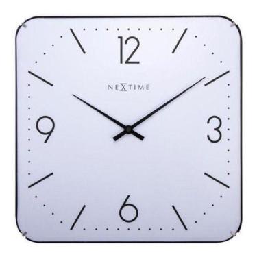 Imagem de Relógio Parede Square Dome White Nextime 35X35cm - Atual Conceito