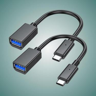 Imagem de Kit Cabo Adaptador USB Tipo C 3.0 2.0 Otg Para Pendrive Celular Tablet