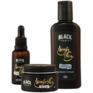 Imagem de Kit Barba Balm em Cera + Shampoo + Óleo Hidratante Single Ron Black Ba