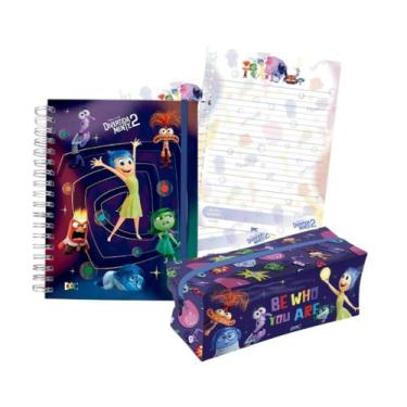 Imagem de Kit Material Escolar Divertidamente DAC com Estojo Grande e Caderno Mi